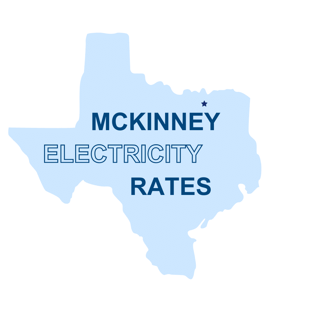 State of Texas with a star on McKinney with heading text "McKinney Electricity Rates"