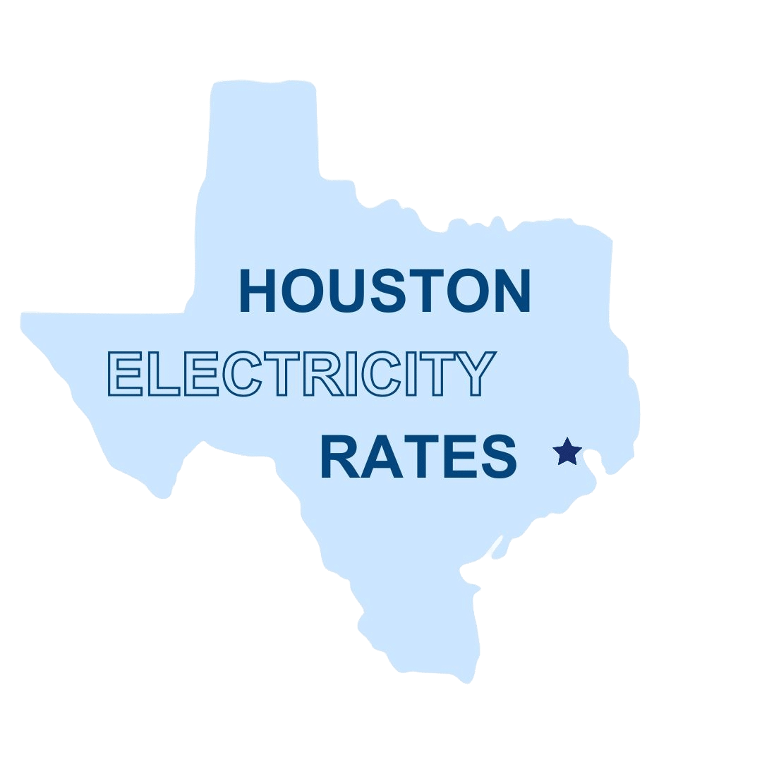 State of Texas with a star on Houston with heading text "Houston Electricity Rates"